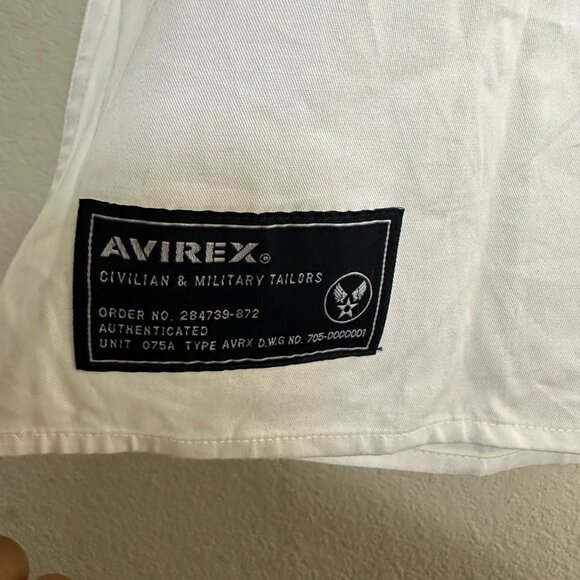 Avirex Short Sleeve Shirt Men L White Button Up Military Tailored Indie w Tags - Picture 4 of 11
